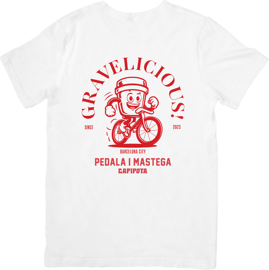 Camiseta gravel blanca commuter GRAVELICIOUS