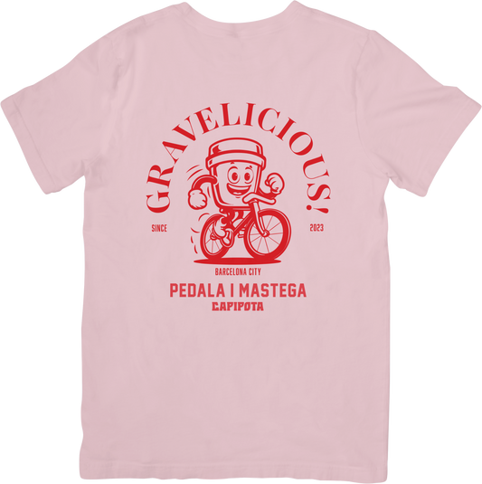 Camiseta gravel rosa commuter GRAVELICIOUS